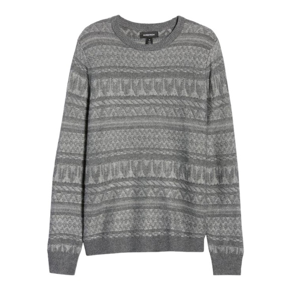 𝅺nordstrom tonal fair isle sweater dark gray - Picture 1 of 9